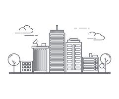 Thin line art style. design for urban cityscape idea theme website banner. vector