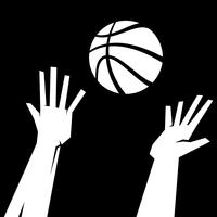 Vector illustration of two basketball players' hands reaching for a basketball