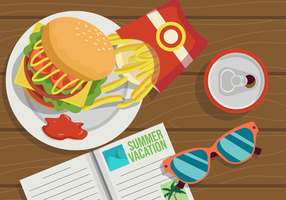 Summer Food Top View Vector Illustration