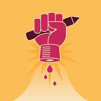 Fist with pencil vector