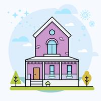 Cute house with trees. vector