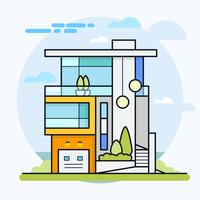 Colorful modern flat residential house. vector