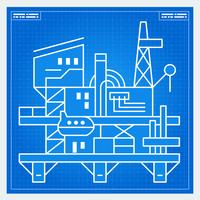 Oil platform rig blueprint scheme vector