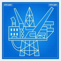 Oil platform rig blueprint scheme vector