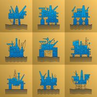 Oil platform icons set. vector