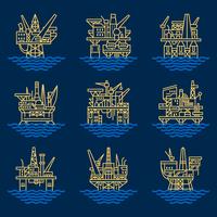 Oil platform icons set. vector