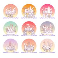 Oil platform icons set. vector