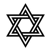 Estrella de David judía Seis estrellas puntiagudas en negro con un icono de vector de estilo entrelazado