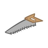 Sierra de mano herramienta de construcción para cortar madera. Ilustración de dibujos animados vector