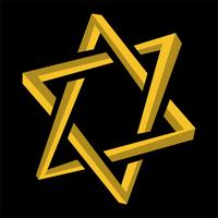 Jewish Star of David Six Pointed Star in black with Interlocking Style vector icon