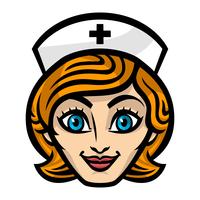 Ilustración de vector de sonrisa amable enfermera de dibujos animados cara mujer