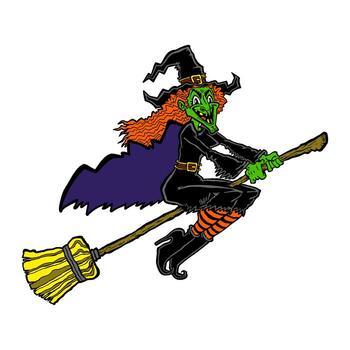 Witch riding a broom cartoon vector