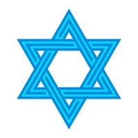 Jewish Star of David Six Pointed Star in black with Interlocking Style vector icon