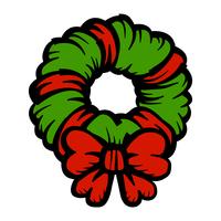 Christmas festive holiday wreath bow vector icon
