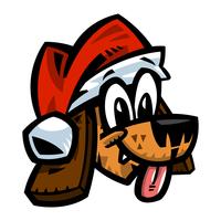 Cartoon Dog Santa Hat Christmas vector