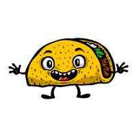 Linda ilustración de vector de divertidos dibujos animados Taco