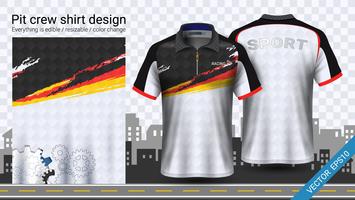 Racing t-shirt with zipper, Sport apparel mockup template. vector