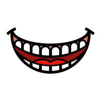 gran caricatura feliz dentudo sonrisa vector icono