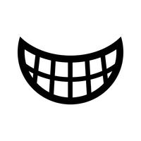 gran caricatura feliz dentudo sonrisa vector icono