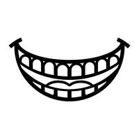 gran caricatura feliz dentudo sonrisa vector icono