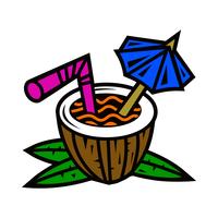 Tropical coconut drink illustration vector