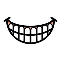 gran caricatura feliz dentudo sonrisa vector icono