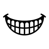 gran caricatura feliz dentudo sonrisa vector icono