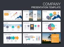 Plantilla de presentación de diapositivas para su empresa con elementos infográficos. vector