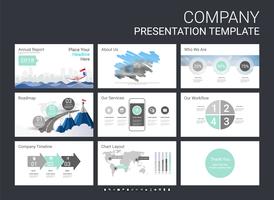 Plantilla de presentación de diapositivas para su empresa con elementos infográficos. vector