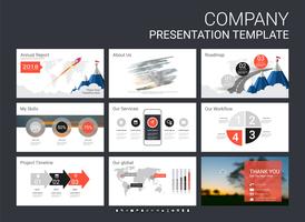 Plantilla de presentación de diapositivas para su empresa con elementos infográficos. vector