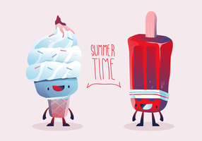 Cute Character Summer Ice Cream Vector Illustration