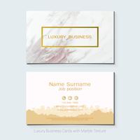 Luxury business cards vector template, Banner and cover with marble texture and golden foil details on white background.