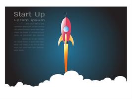 Launch space rocket flying on white background. vector