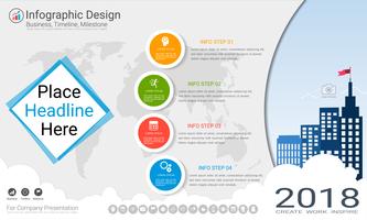 Business infographics template, Milestone timeline or Road map with Process flowchart 4 options.
