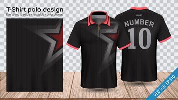 Polo t-shirt design with zipper, Soccer jersey sport mockup template for football kit or activewear uniform. vector