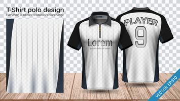 Polo t-shirt design with zipper, Soccer jersey sport mockup template for football kit or activewear uniform. vector