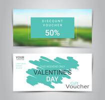 Happy Valentine's Day, Gift certificates and vouchers, discount coupon or banner web promotion template with blurred background. vector