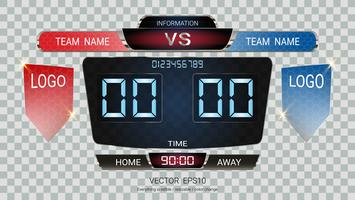 Digital timing scoreboard, Football match team A vs team B, Strategy broadcast graphic template. vector