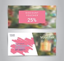 Gift certificates and vouchers, discount coupon or banner web template with blurred background. vector