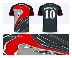 Soccer jersey and t-shirt sport mockup template, Graphic design for football club or activewear uniforms. vector