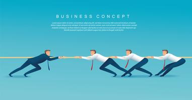 businessmen pull the rope business concept. tug of war background vector