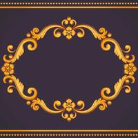Ornamental vintage frame. Vector illustration in yellow and violet colors