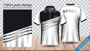 Polo t-shirt design with zipper, Soccer jersey sport mockup template for football kit or activewear uniform. vector