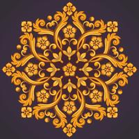 Beautiful round ornamental element for design in yellow orange colors. vector