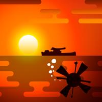 Silhouette of torpedo, the symbolize of the war. vector