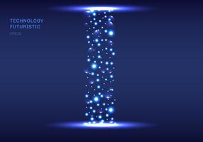 Abstract futuristic technology tunnel with particels elements sparks on drak blue background. vector