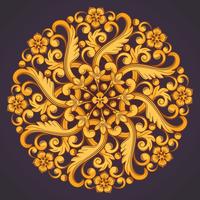 Beautiful round ornamental element for design in yellow orange colors.