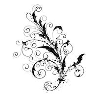 Las flores ornamentales hermosas y remolinos diseñan la silueta del elemento en negro. vector