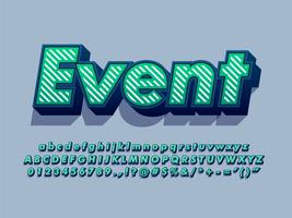 3d Font  Typography Text With Stripe Pattern  vector