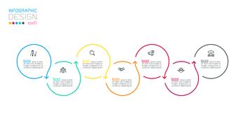 Circle label infographic with step by steps. vector